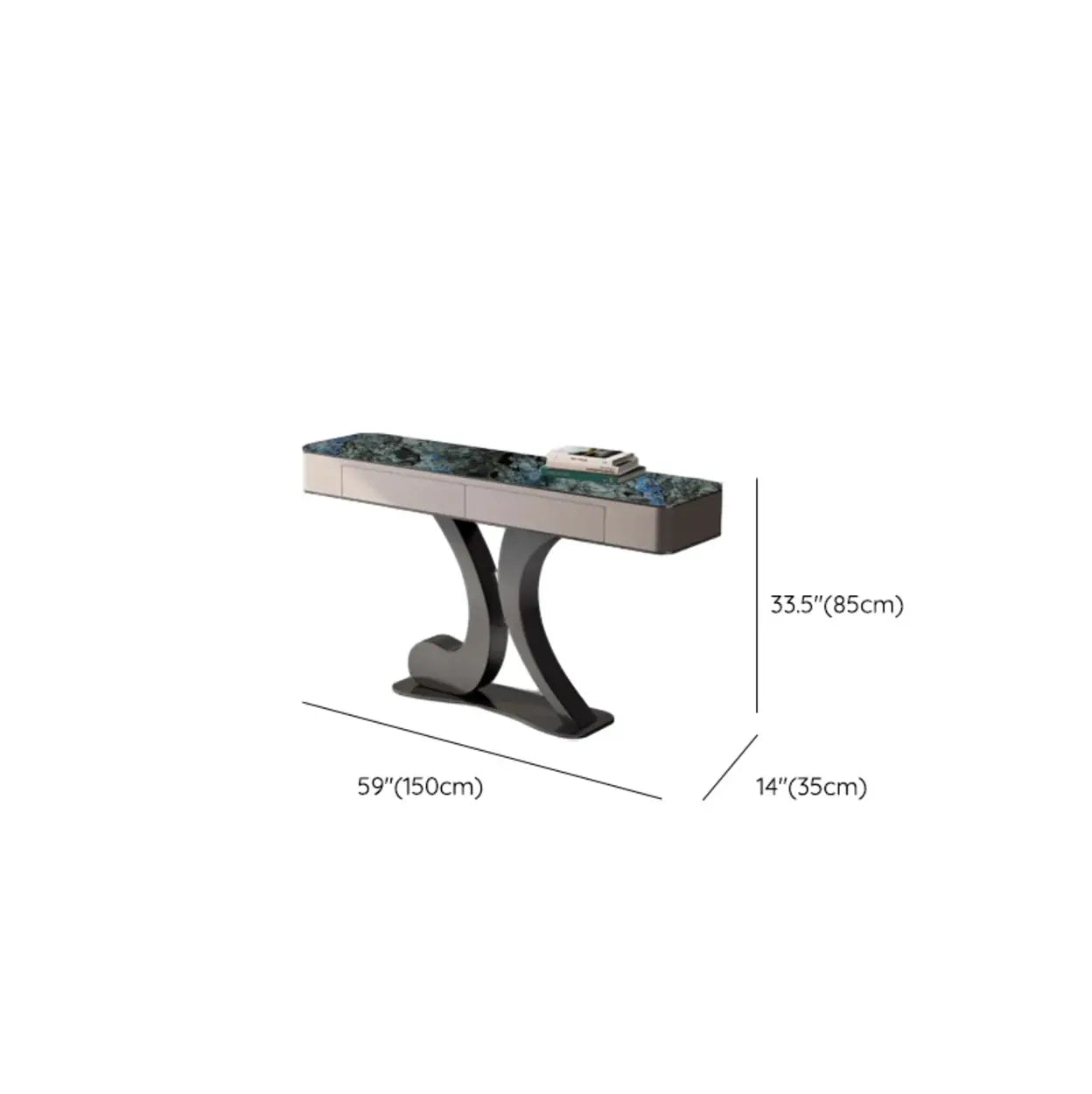 Luxury Stone Abstract Base Beige Console Table
