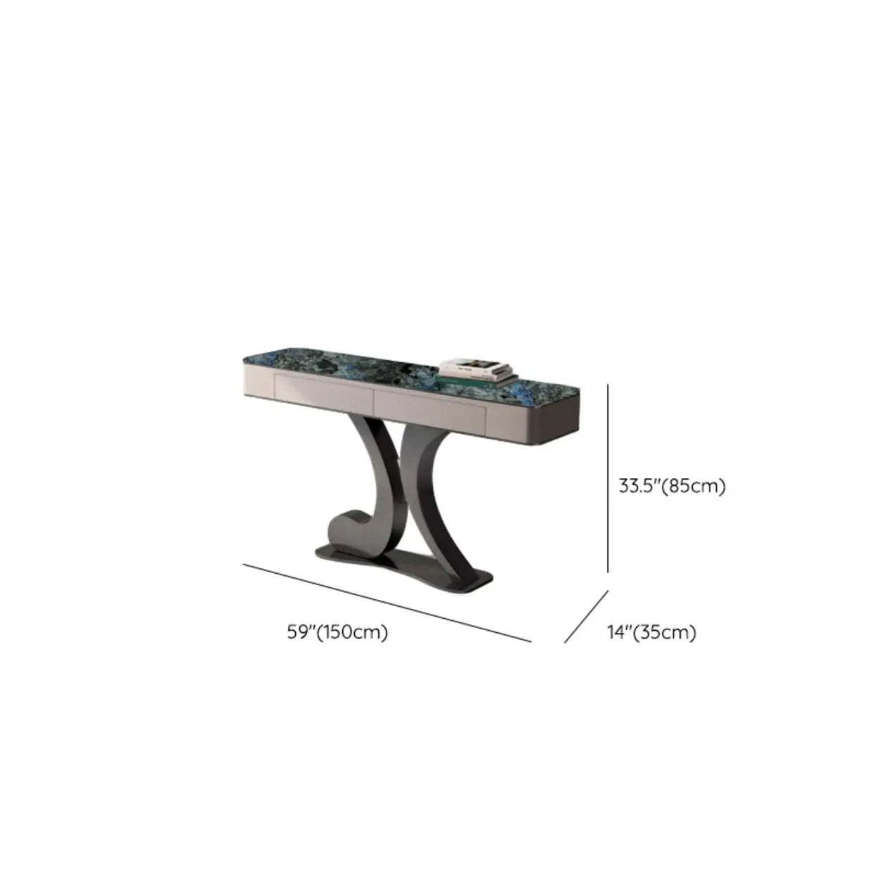 Luxury Stone Abstract Base Beige Console Table