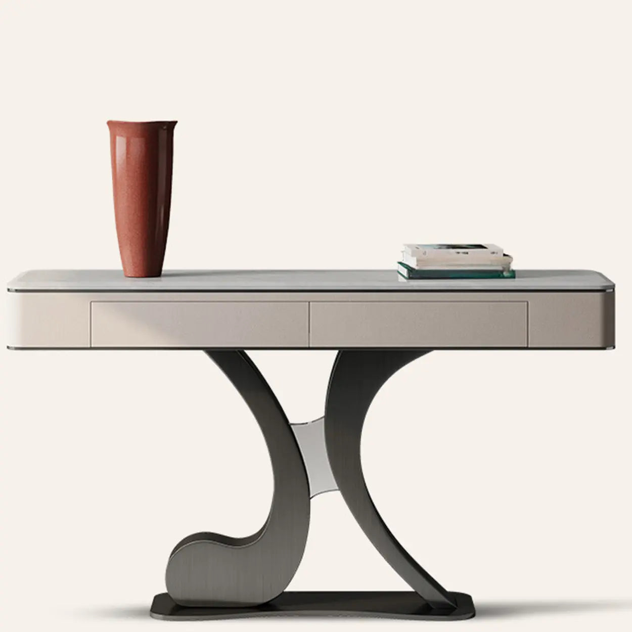 Luxury Stone Abstract Base Beige Console Table
