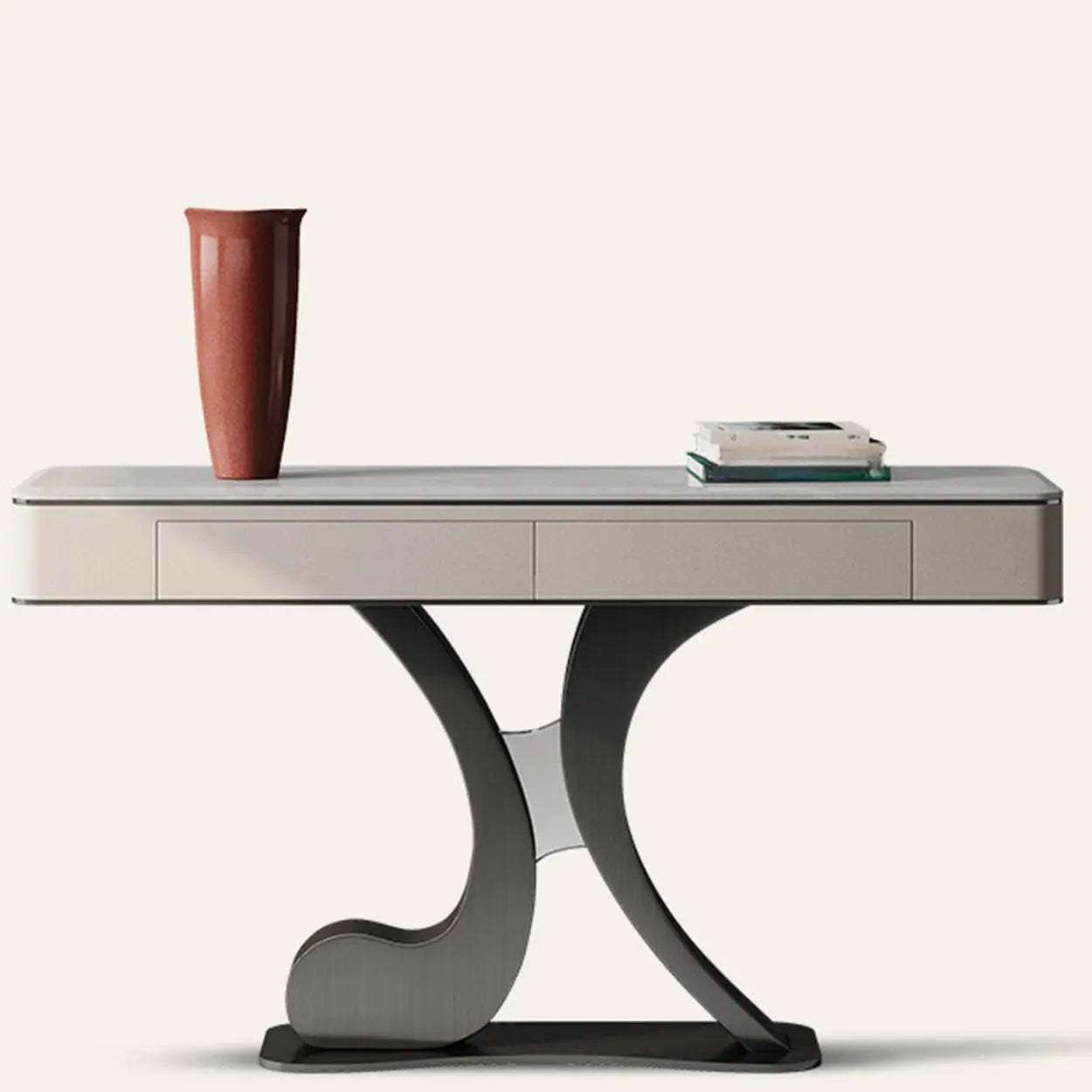 Luxury Stone Abstract Base Beige Console Table