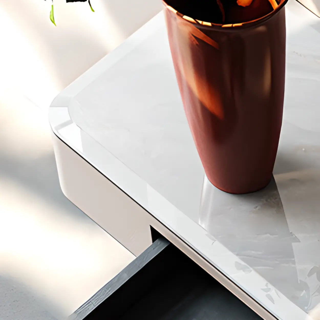 Luxury Stone Abstract Base Beige Console Table