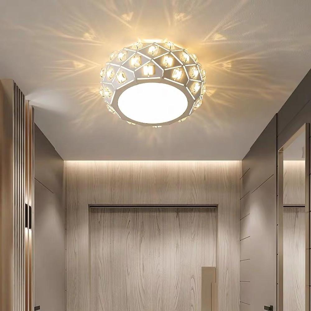 Metal Crystal Decorative LED Hallway Flush Mount Light