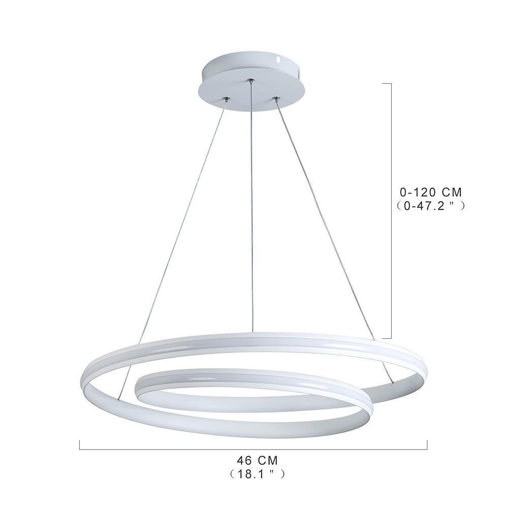 18'' Spiral-shaped LED Dimmable White Modern Adjustable Pendant Lights-Lighom