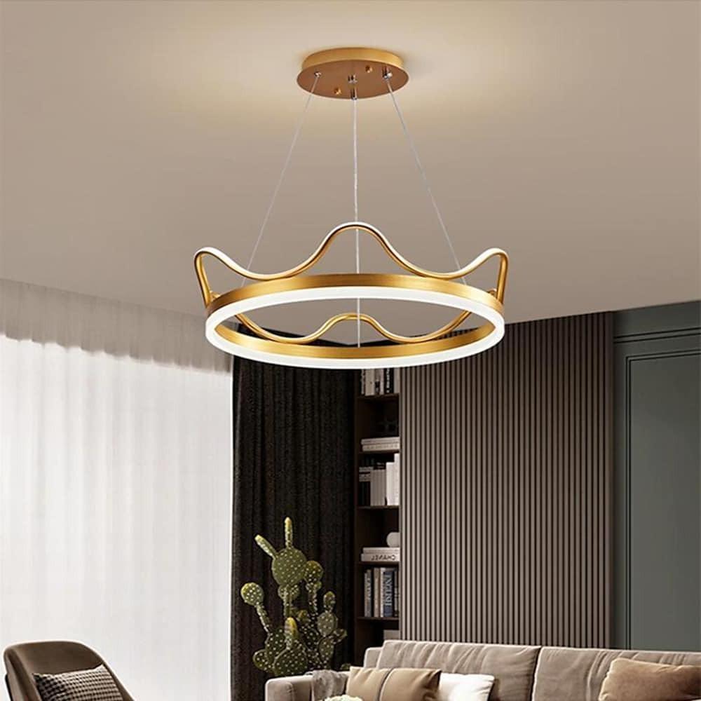 Dimmable Round Crown LED Ring Chandelier