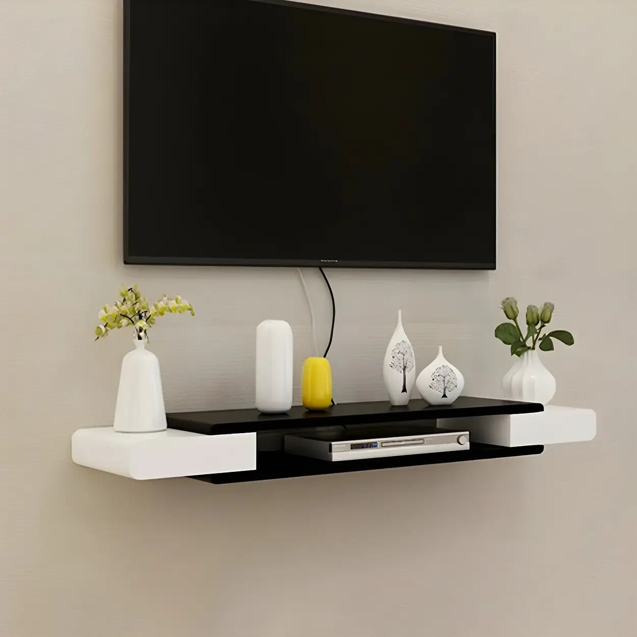 Floating Wood Open-Storage TV Stand