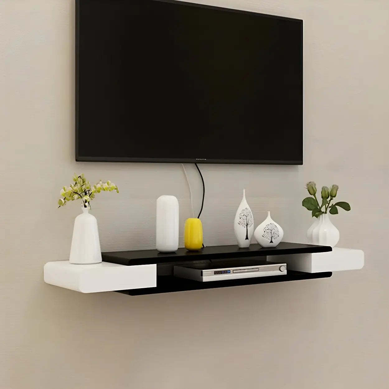 Floating Wood Open-Storage TV Stand