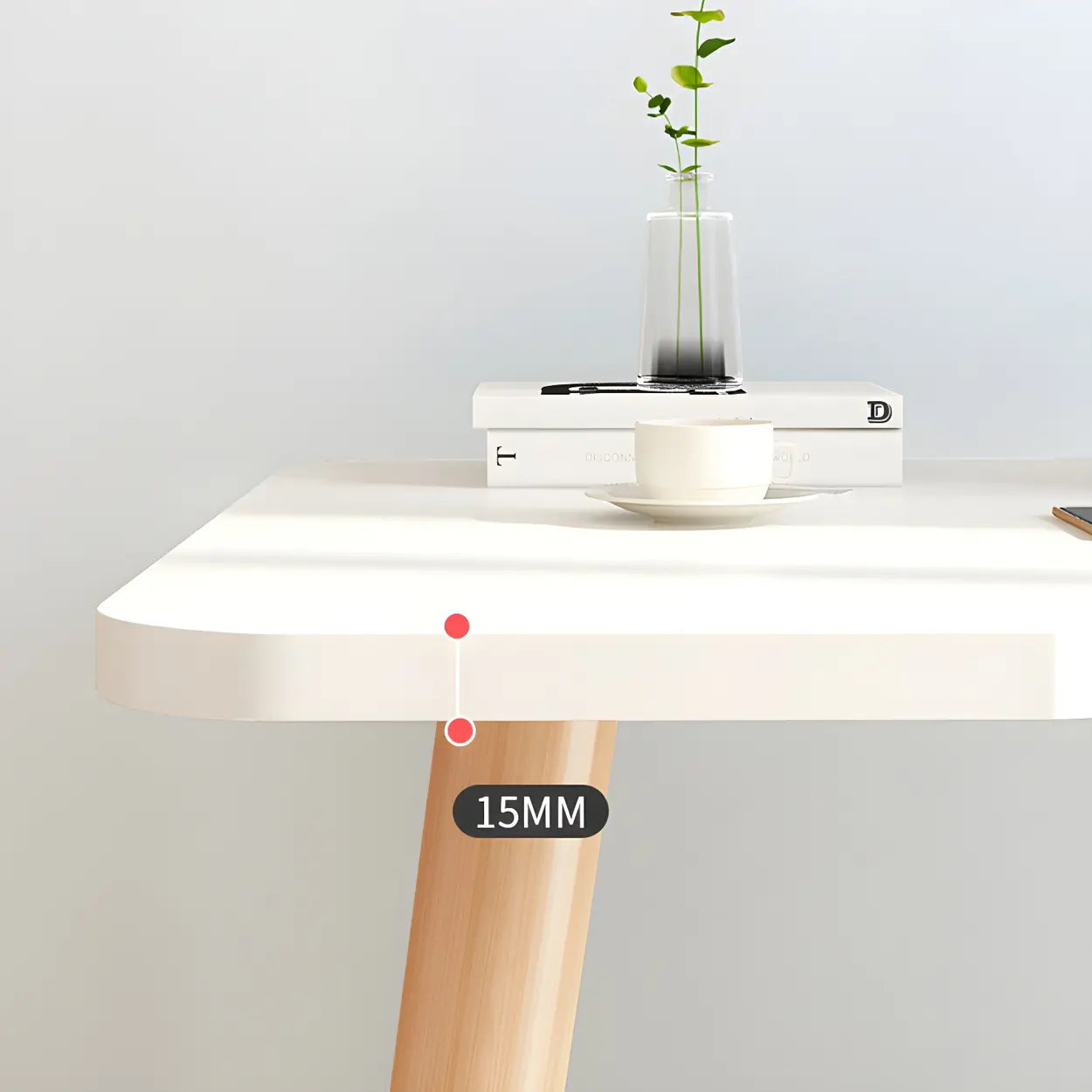 Manufactured Wood Free-Form Curved Writing Desk — Natural Finish / Table Only