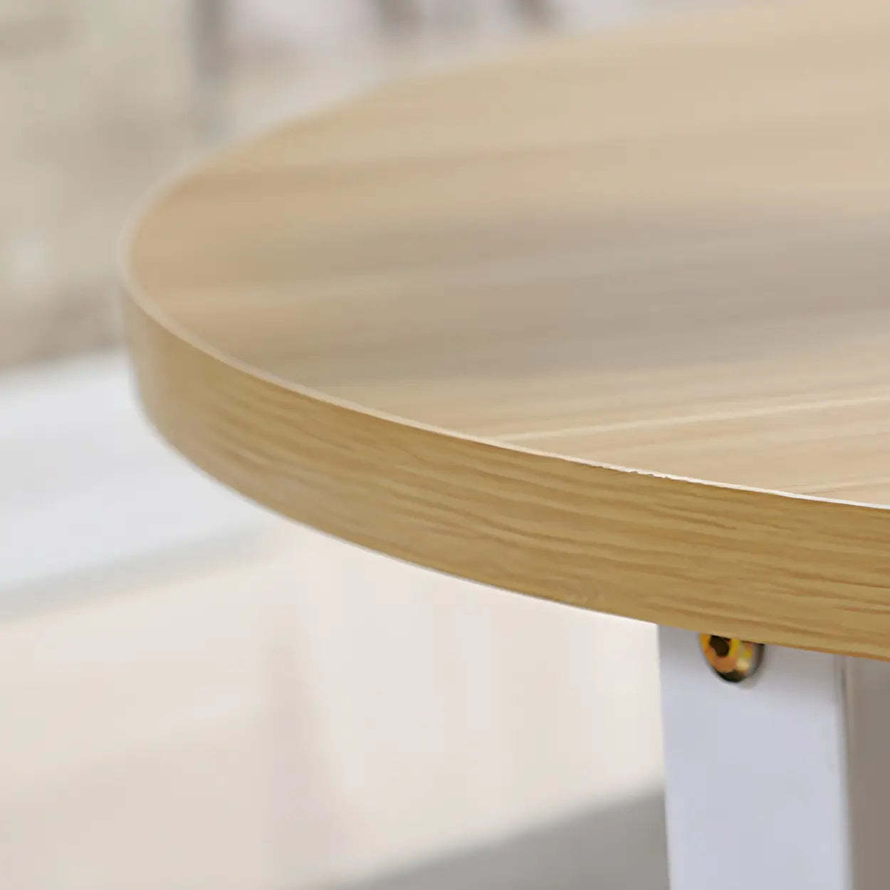 Wood Round Coffee Table with Storage Shelf — White / White