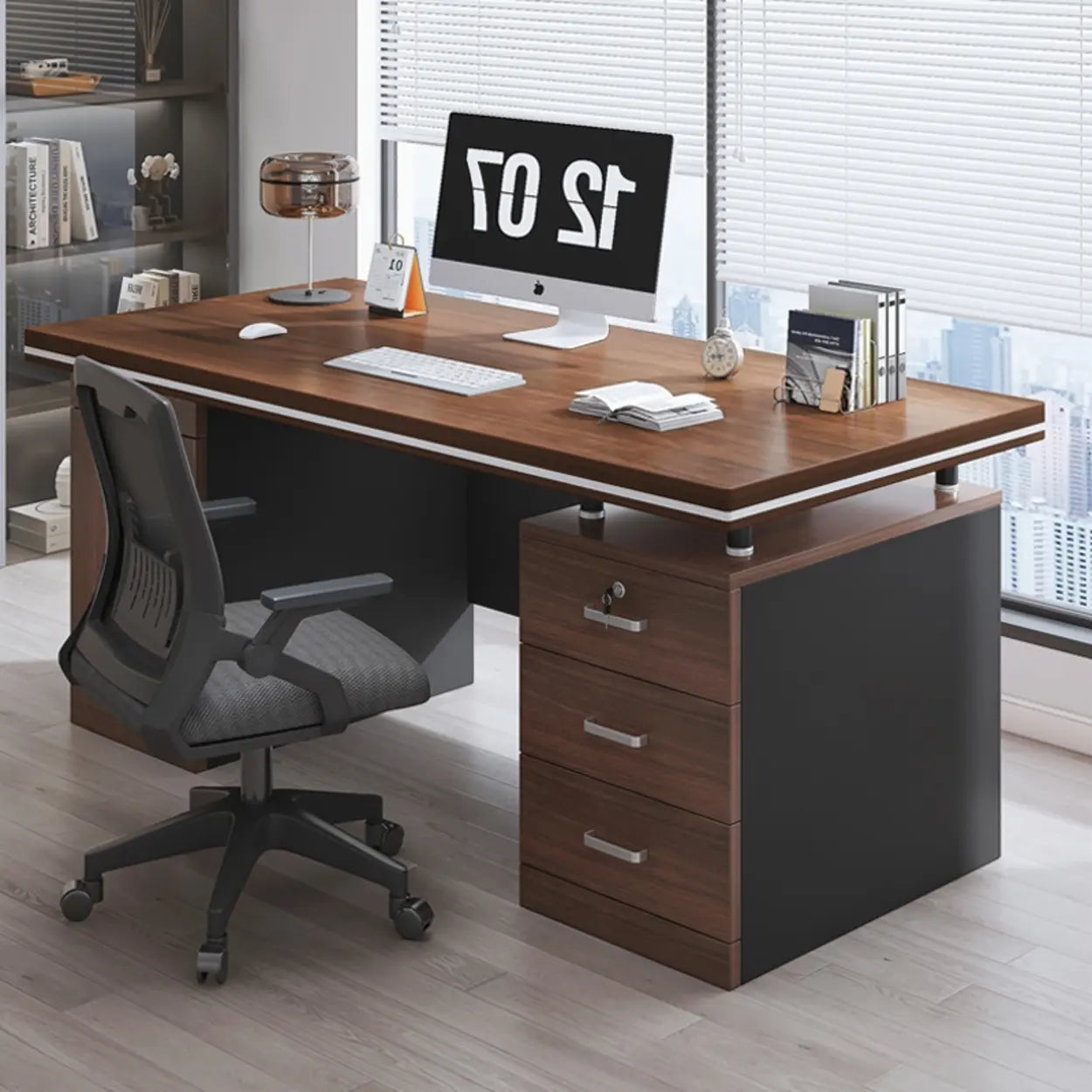 Lighom desk writing wood desks for bedroom — 55"L x 23.5"W x 30.5"H