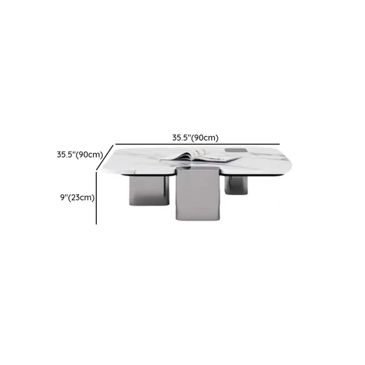 Marble Square Three Stainless Steel Leg Coffee Table