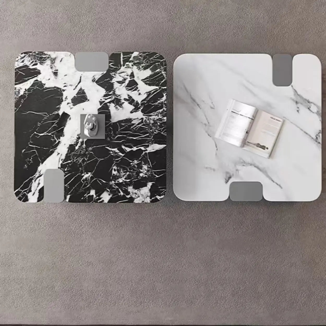 Marble Square Three Stainless Steel Leg Coffee Table