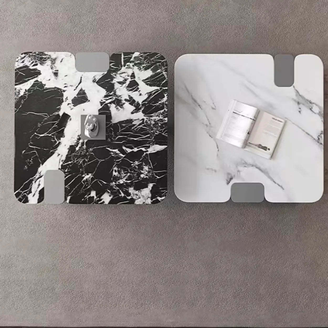 Marble Square Three Stainless Steel Leg Coffee Table