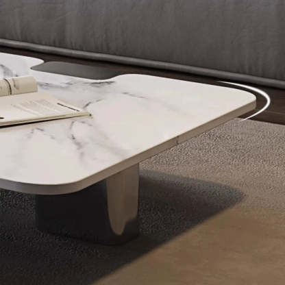 Marble Square Three Stainless Steel Leg Coffee Table