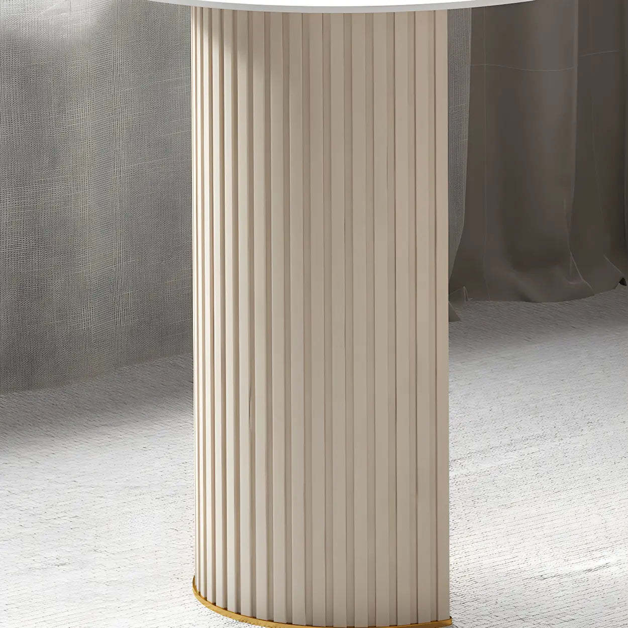 Marble Stone Peninsula Steel-Sled Writing Desk — Off-White / Table Only