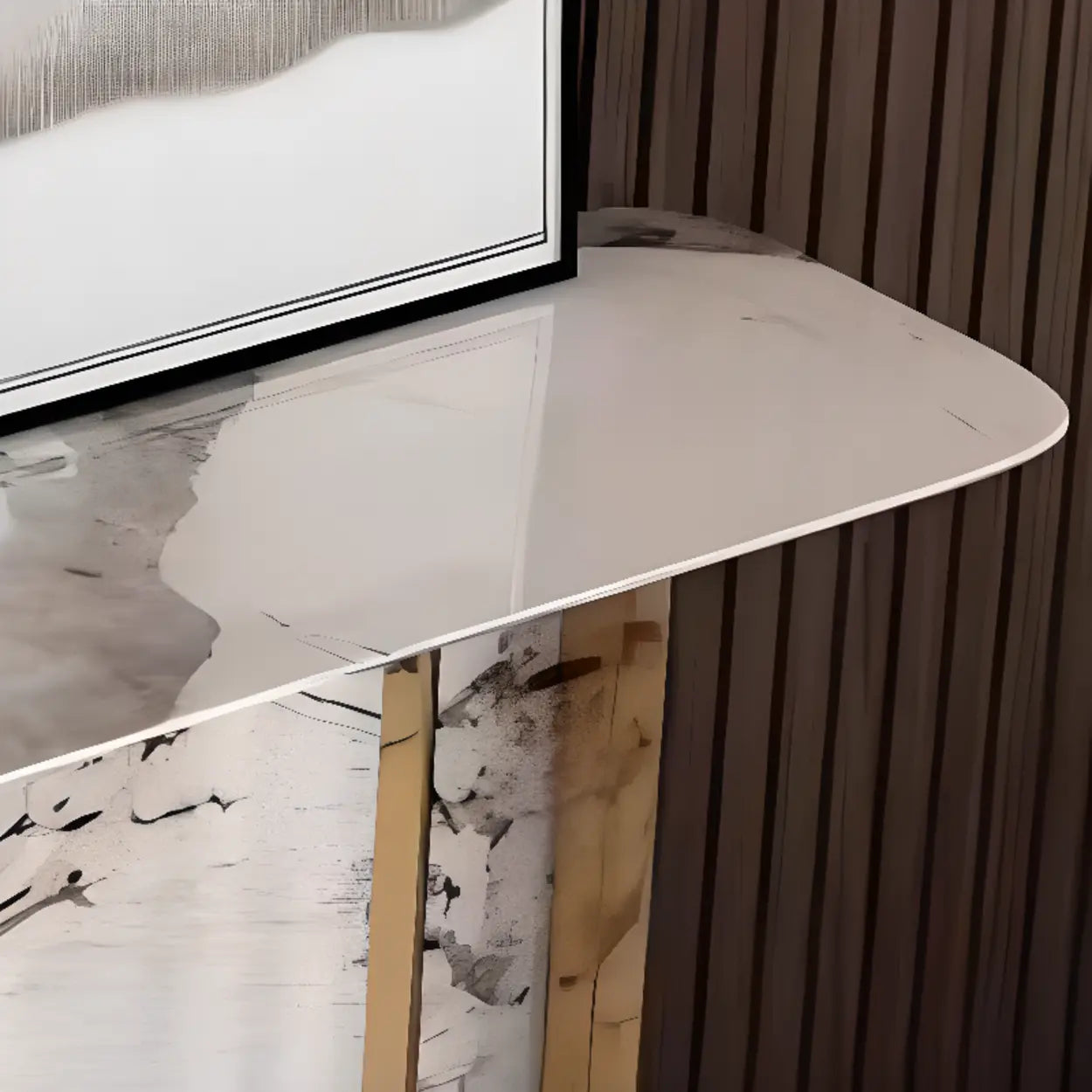 Marble Top Carbon Steel Abstract Console Table