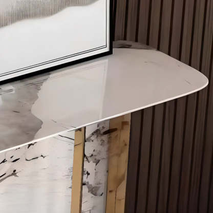 Marble Top Carbon Steel Abstract Console Table