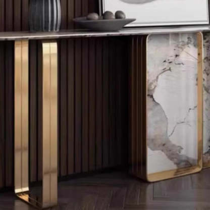 Marble Top Carbon Steel Abstract Console Table