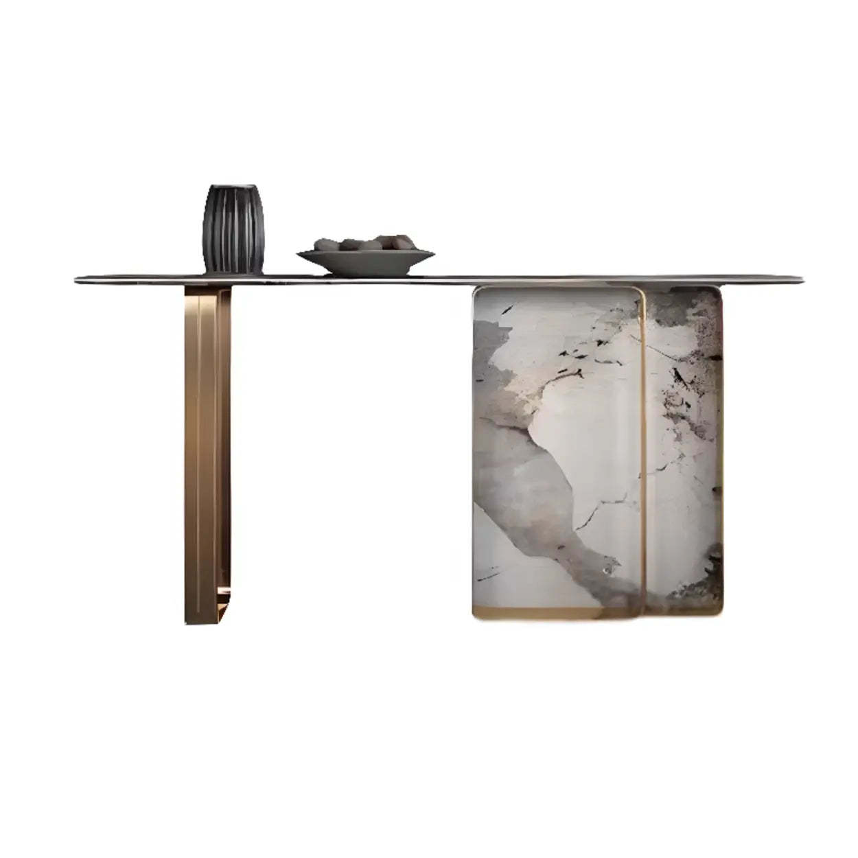 Marble Top Carbon Steel Abstract Console Table