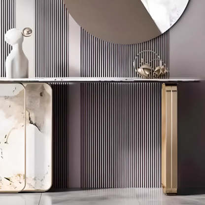 Marble Top Carbon Steel Abstract Console Table