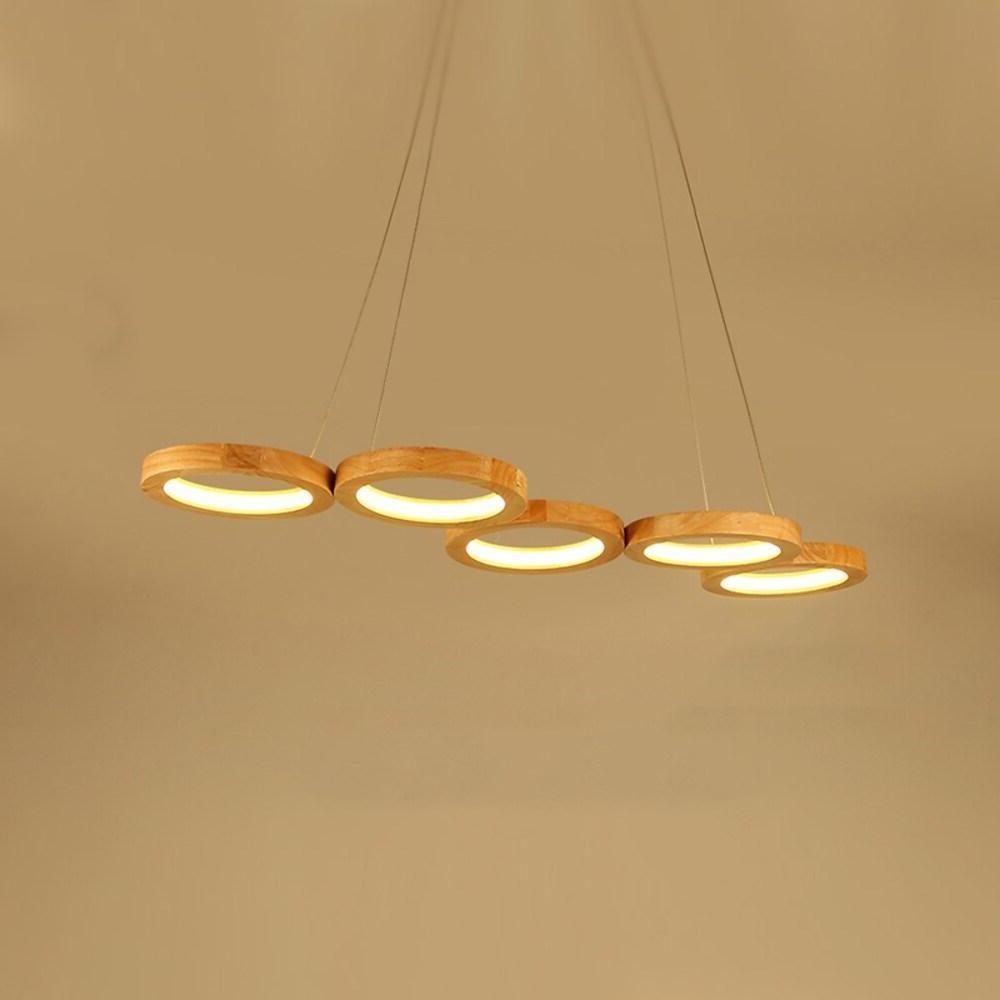 4 Circle Light Modern Wood Bamboo Acrylic Design Pendant Lighting LED Kitchen Lighting Dining Room Lighting Ceiling Light-Lighom