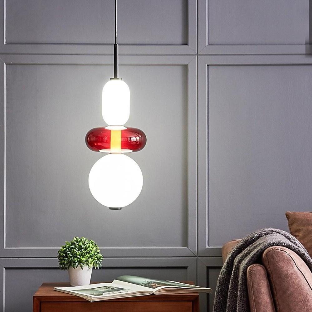 Multiple Shapes Colored Glass Pendant Light Metal Pendant Lighting-Lighom