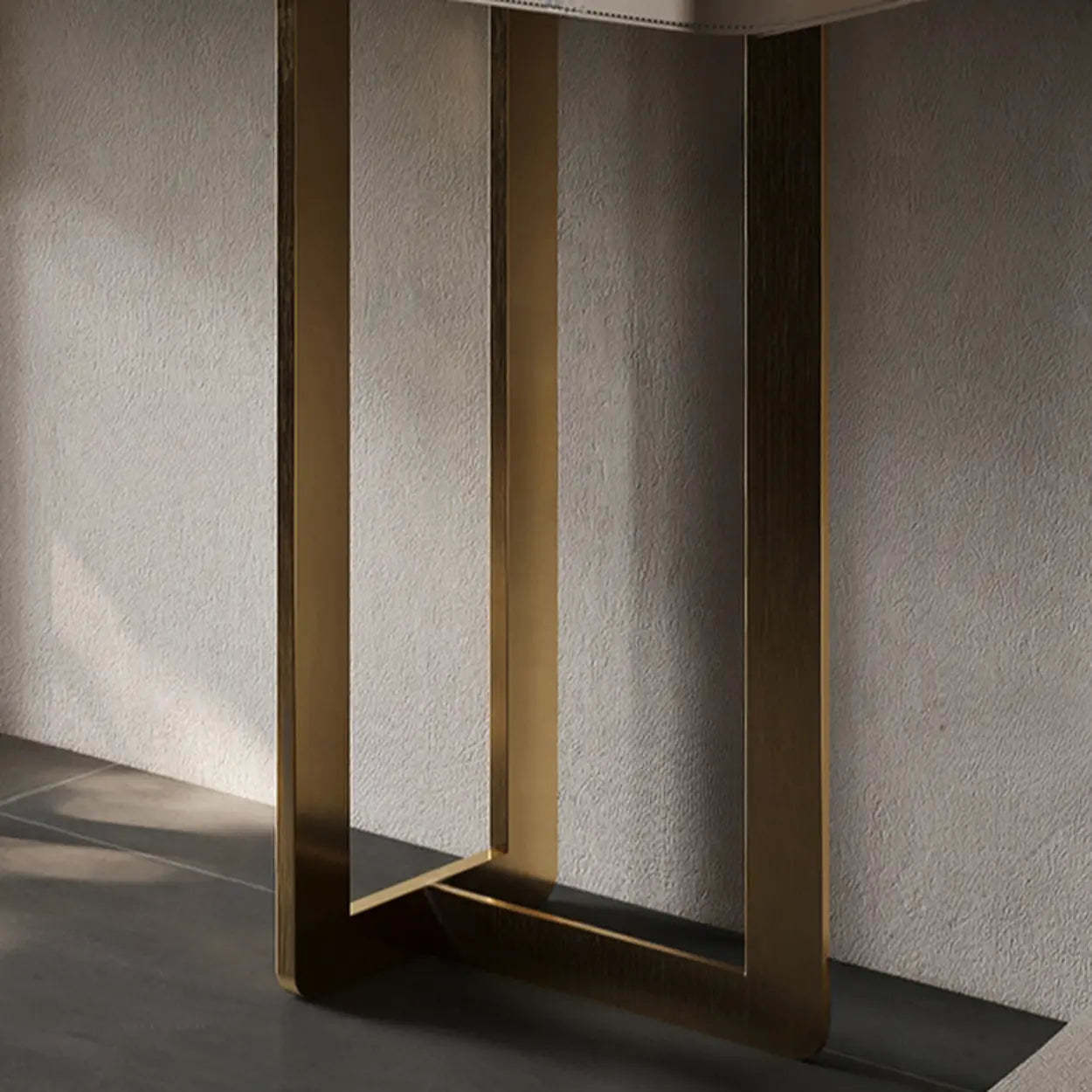 Metal Double Pedestal Stone Orange Console Table