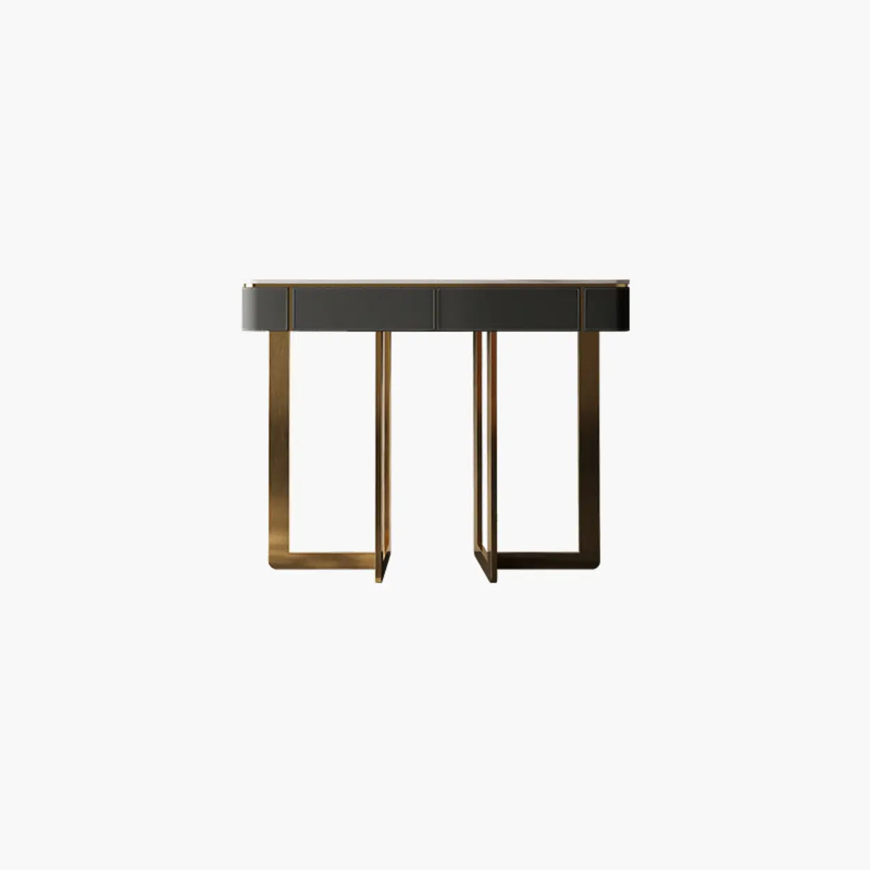 Metal Double Pedestal Stone Orange Console Table