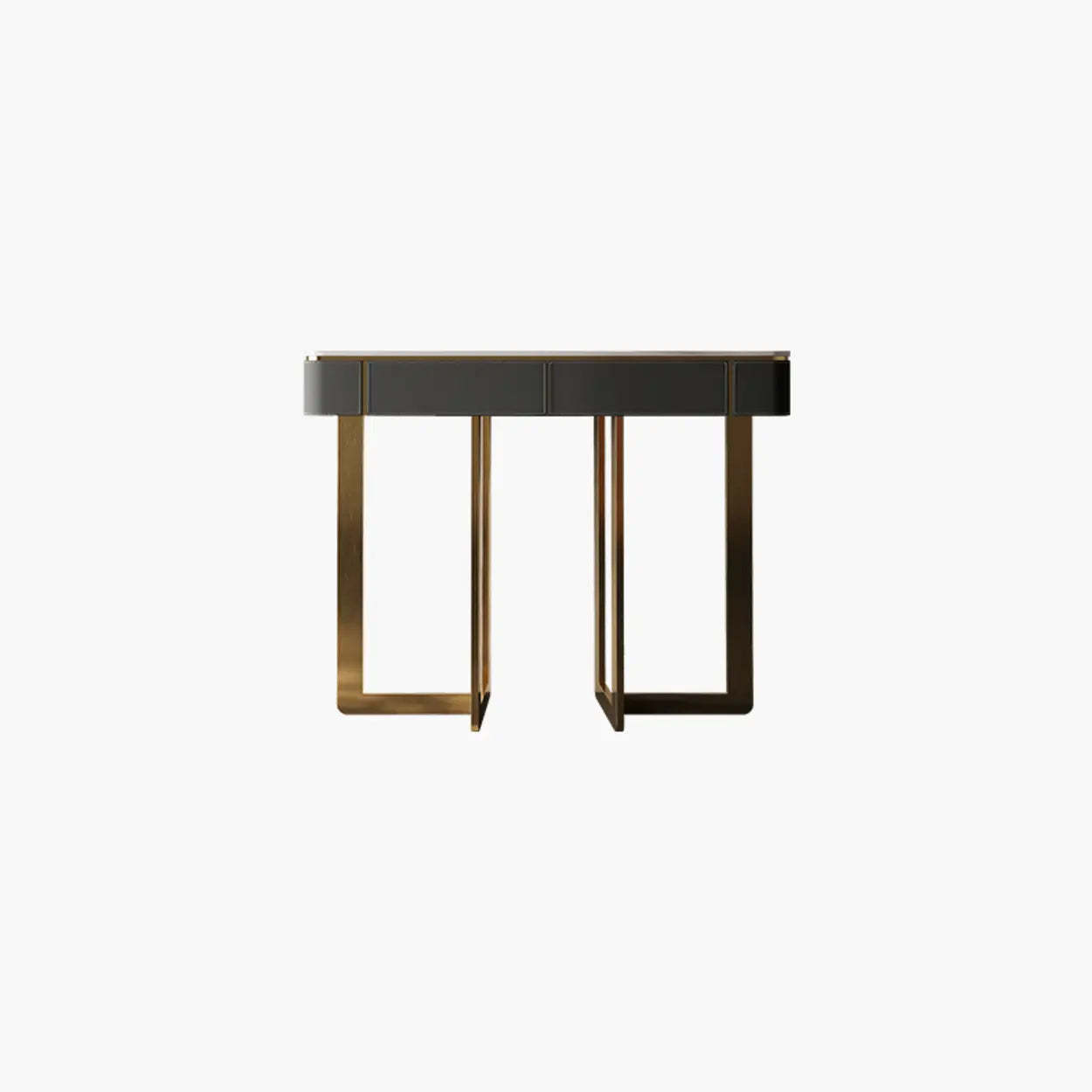 Metal Double Pedestal Stone Orange Console Table