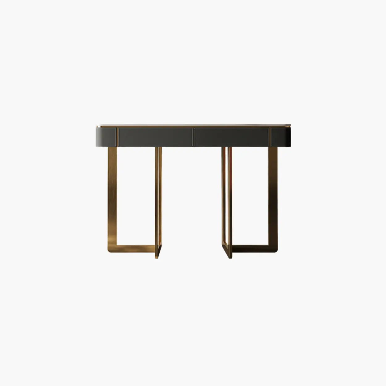 Metal Double Pedestal Stone Orange Console Table