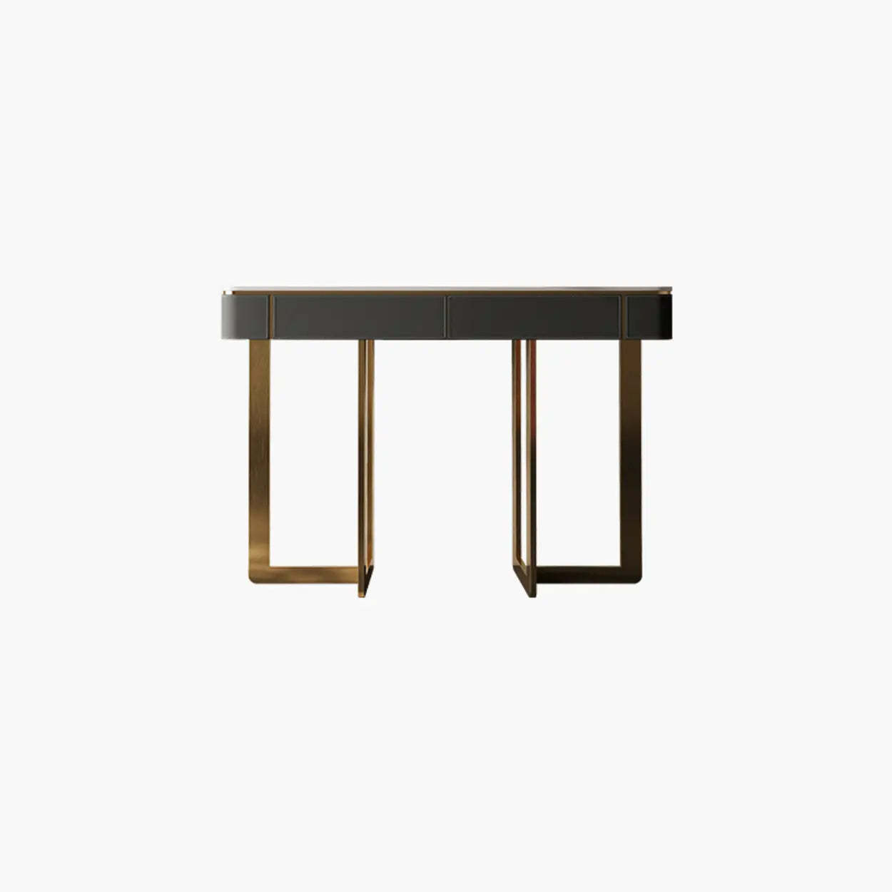 Metal Double Pedestal Stone Orange Console Table
