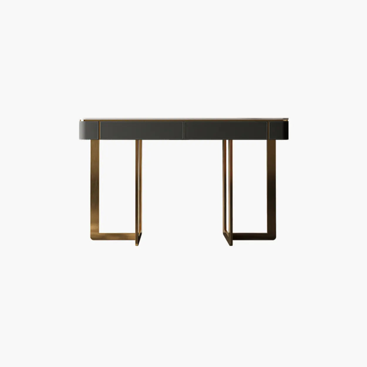 Metal Double Pedestal Stone Orange Console Table
