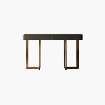 Metal Double Pedestal Stone Orange Console Table