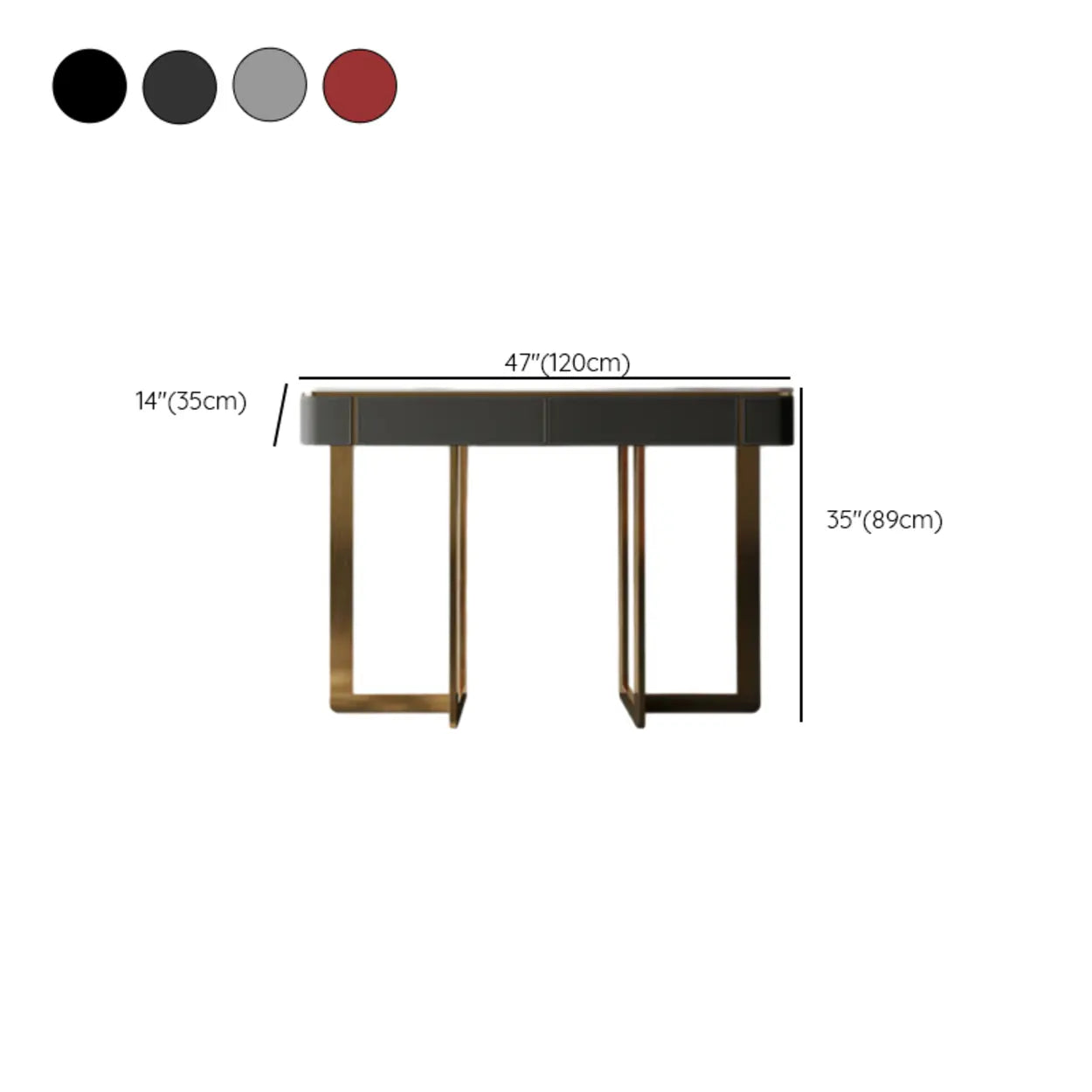 Metal Double Pedestal Stone Orange Console Table