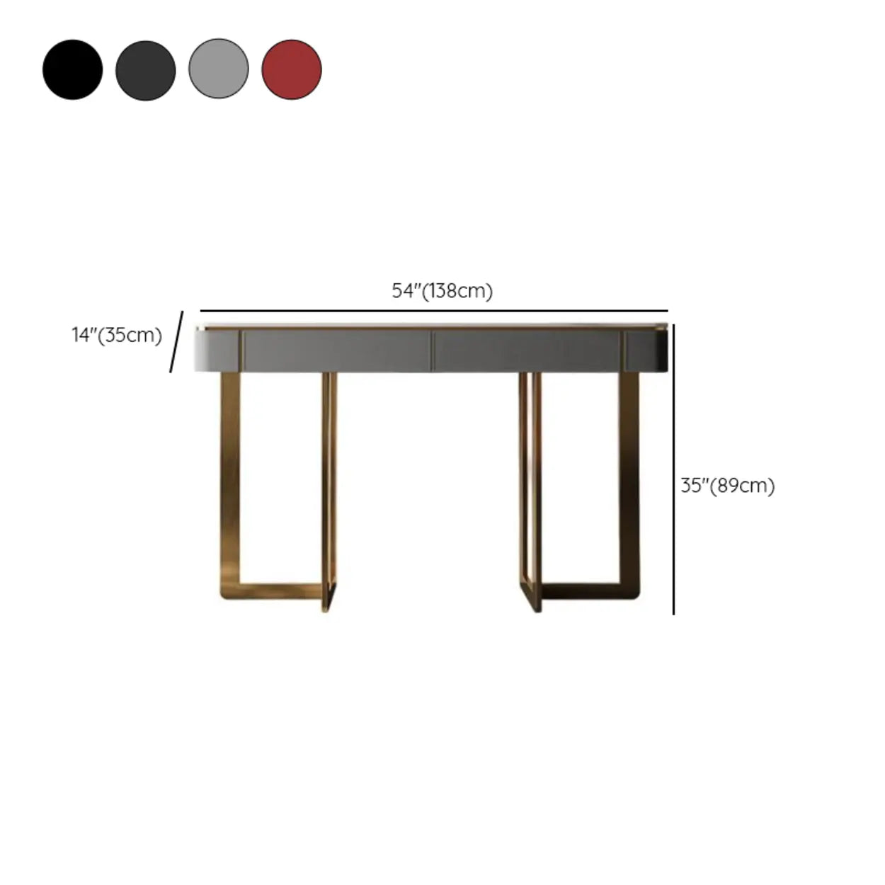 Metal Double Pedestal Stone Orange Console Table