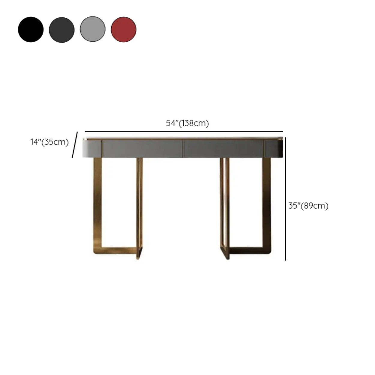 Metal Double Pedestal Stone Orange Console Table