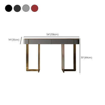 Metal Double Pedestal Stone Orange Console Table