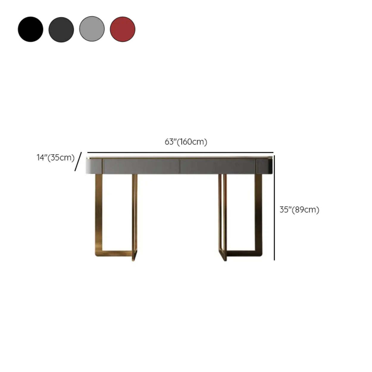 Metal Double Pedestal Stone Orange Console Table