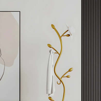 Black-Gold Metal Frame Tall Tree Coat Stand