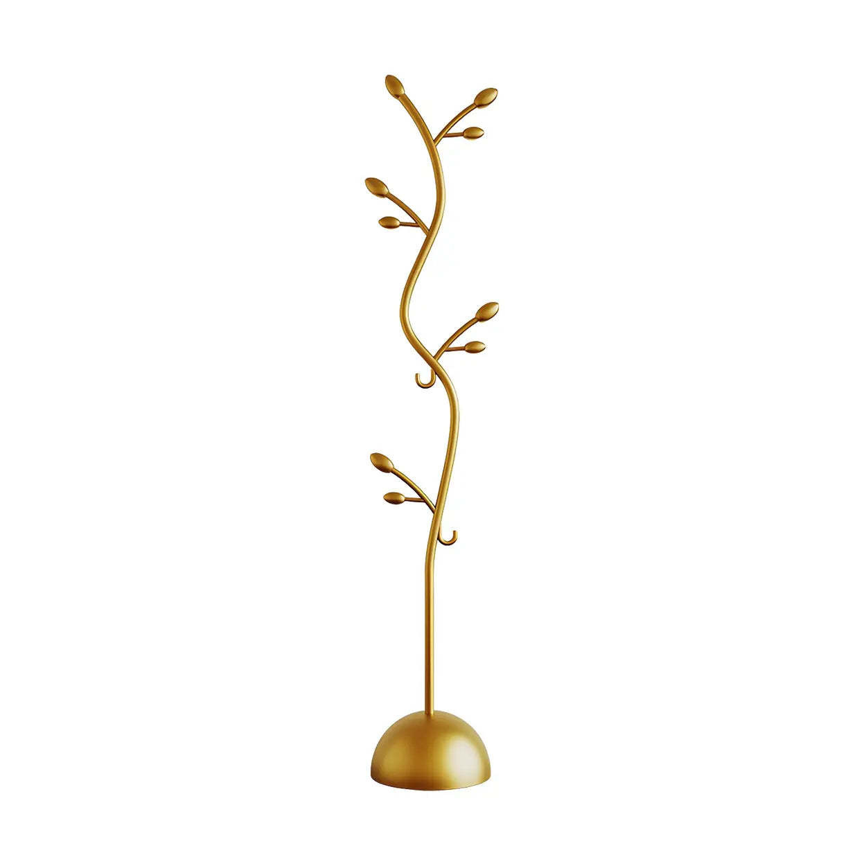 Black-Gold Metal Frame Tall Tree Coat Stand — White