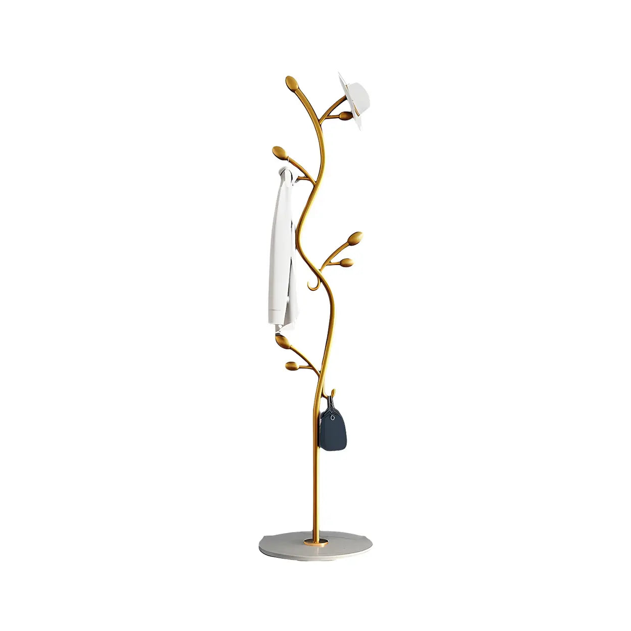 Black-Gold Metal Frame Tall Tree Coat Stand