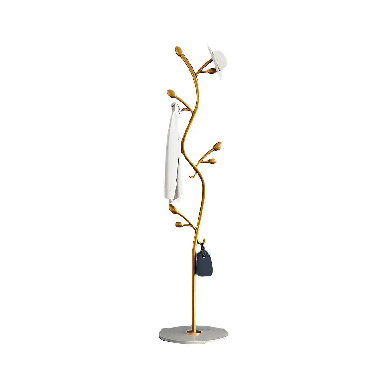 Modern tall tree hall trees & coat racks in metal — 16"L x 16"W x 65"H / Gold