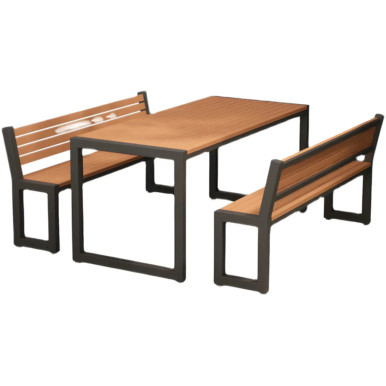 Metal Rectangle Outdoor Coffee Table with Benches