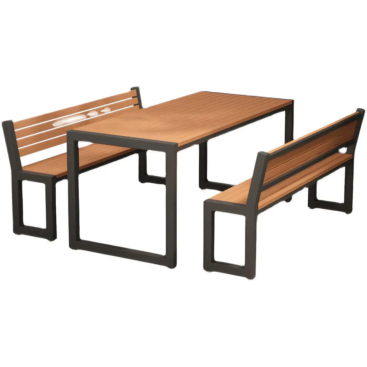 Metal Rectangle Outdoor Coffee Table with Benches