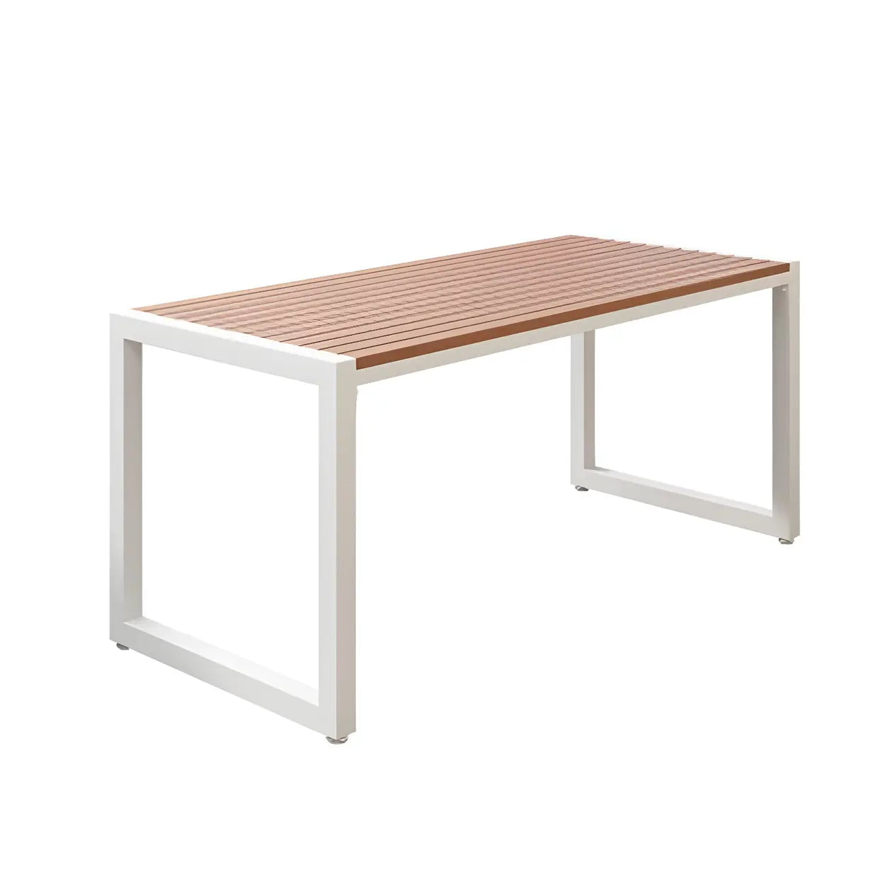 Metal Rectangle Outdoor Coffee Table with Benches — White / Table Only
