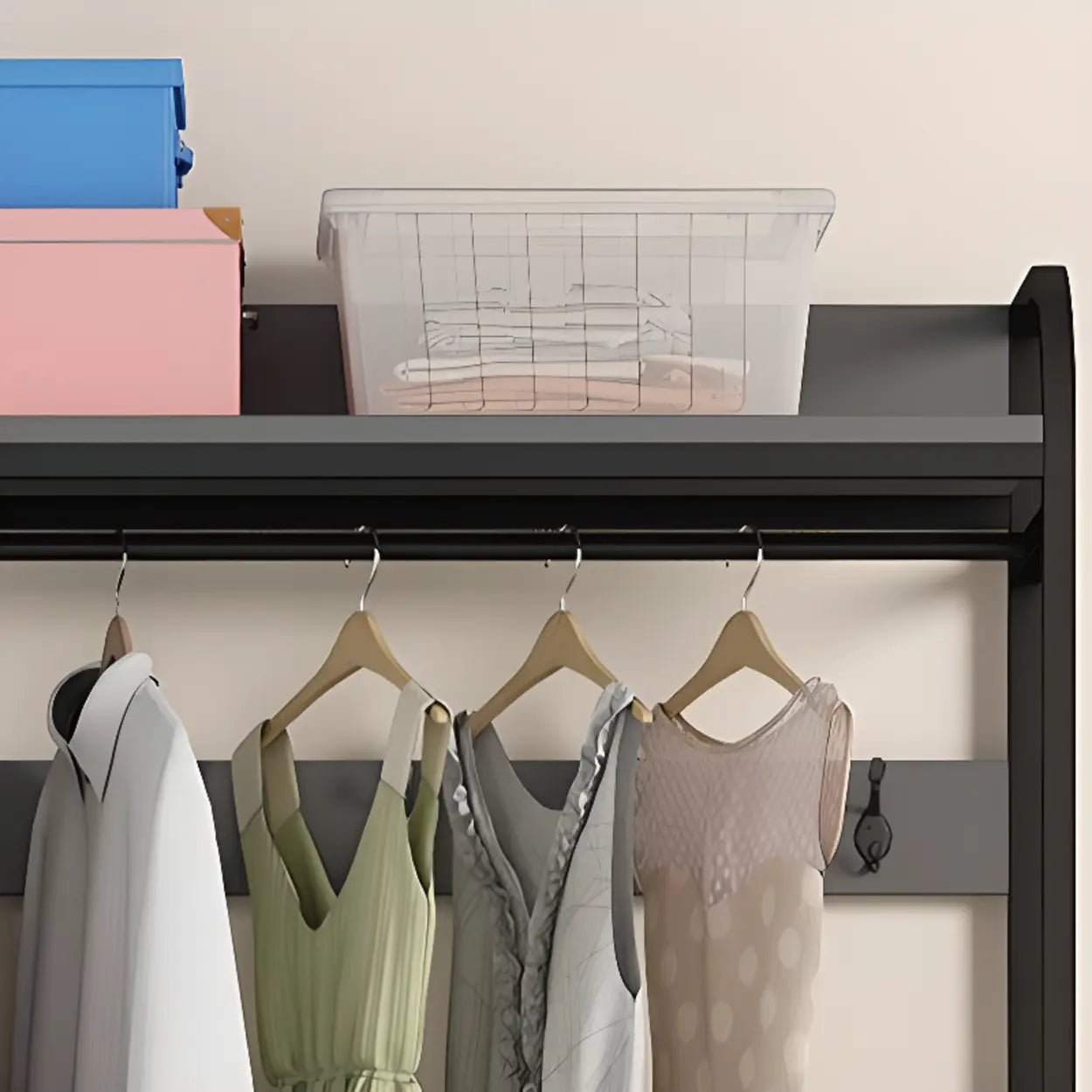 Metal Brown Drawer Open Storage Hall Tree — Brown / 6
