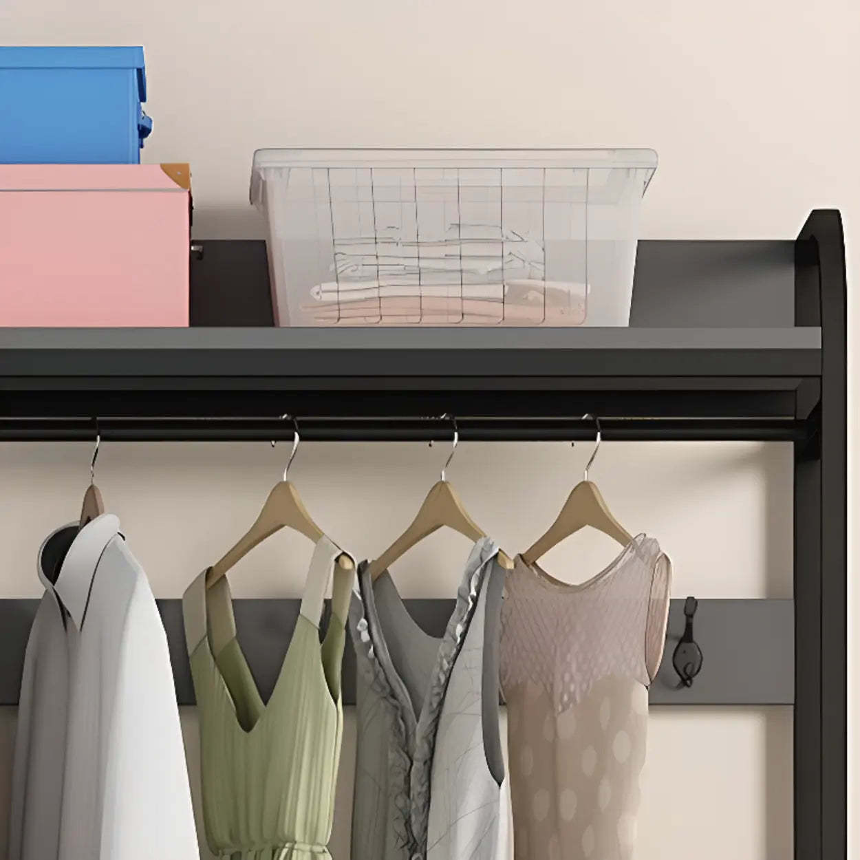 Metal Brown Drawer Open Storage Hall Tree — Brown / 6