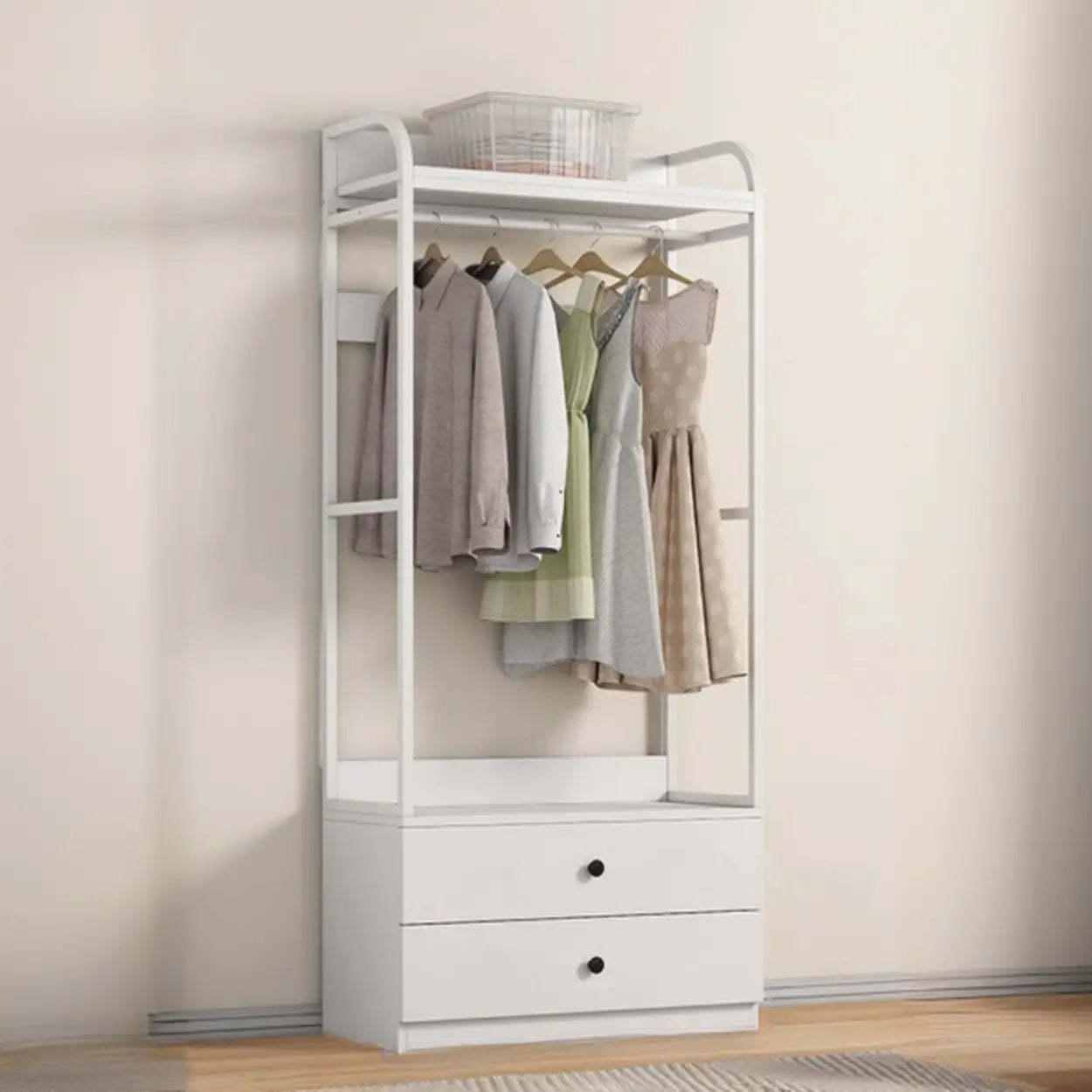 Metal Brown Drawer Open Storage Hall Tree — Brown / 2