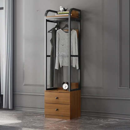 Metal Brown Drawer Open Storage Hall Tree — White / 6