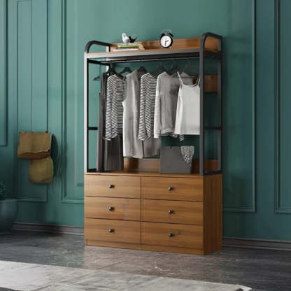 Metal Brown Drawer Open Storage Hall Tree