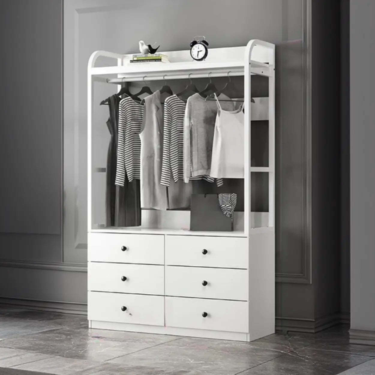 Metal Brown Drawer Open Storage Hall Tree